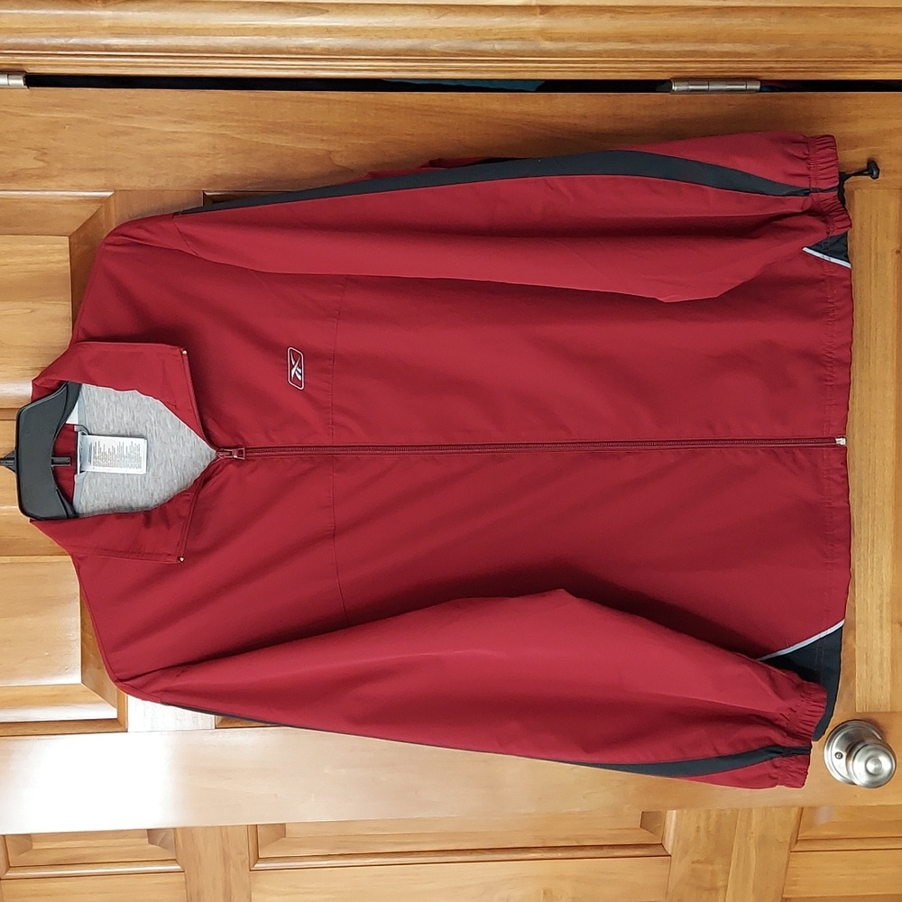 Reebok Men's 2 Pc Burgundy, Black Jacket and Jogger Pants, Size XL, Like New - Picture 2 of 16
